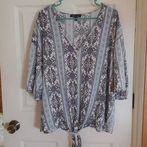 Plus size tie front Blouse